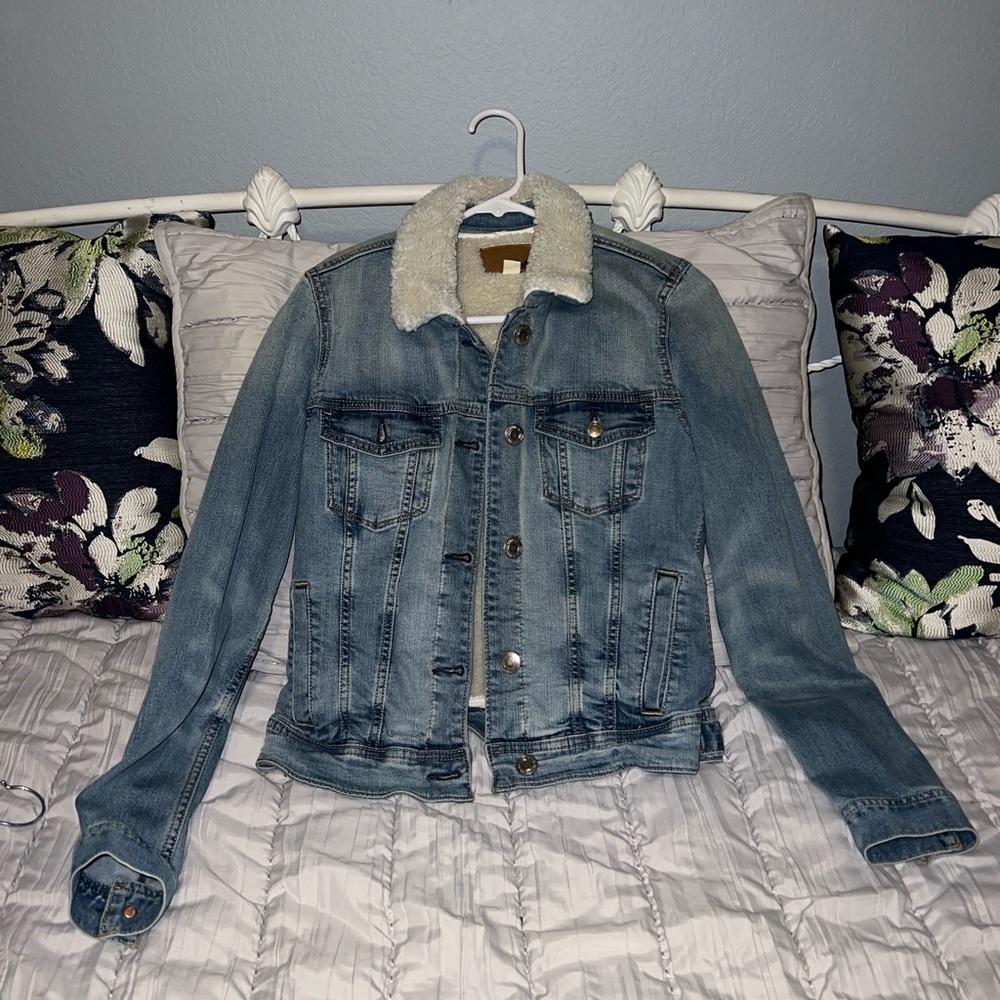 american eagle fur lined jean jacket